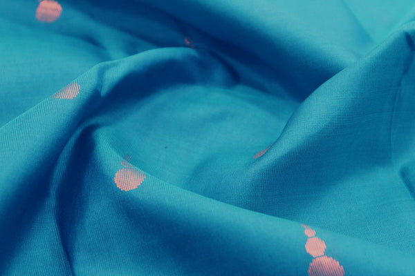 Light Curious Blue color, Kanchipuram Designer Silk Saree.