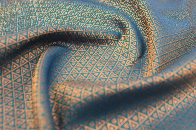Teal Blue Colour, Kanchipuram Designer Silk Saree.