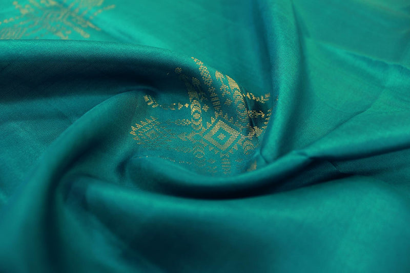 Peacock Blue – Green Mix Color, Kanchipuram Designer Soft Silk Saree.