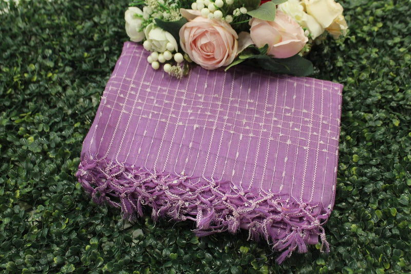 Pinkish Lavender Colour, Tussar Silk Saree