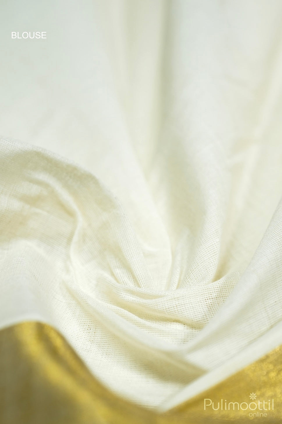 Blouse piece of Kerala cotton set mundu saree featuring golden border