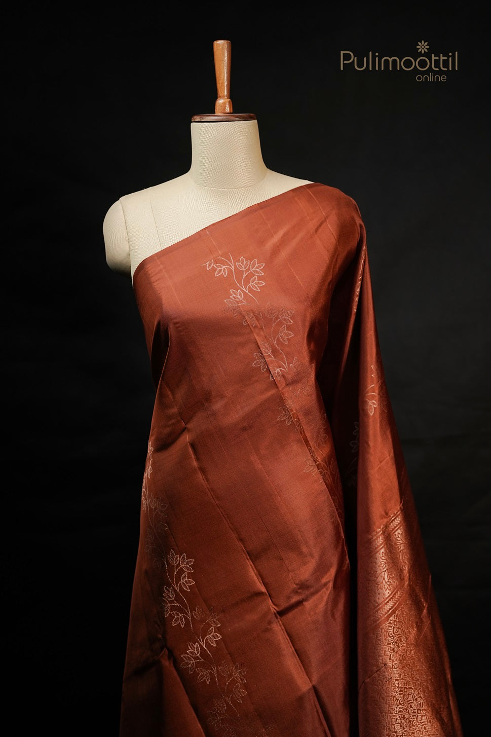 Brick Shade Kanchipuram Soft Silk Saree.