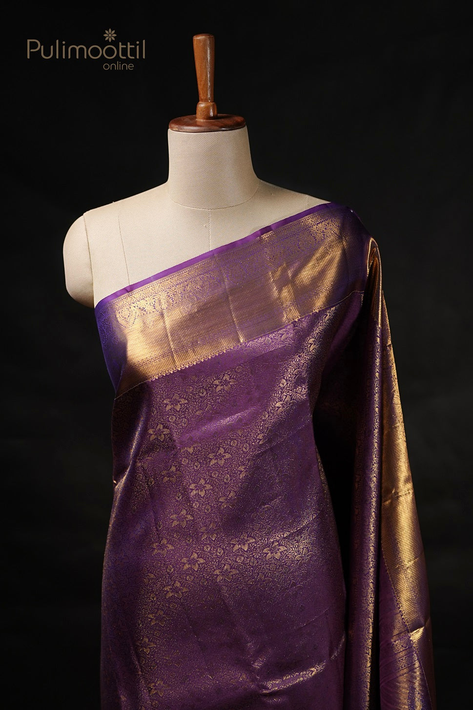 Violet Colour Kanchipuram Brocade Wedding Saree