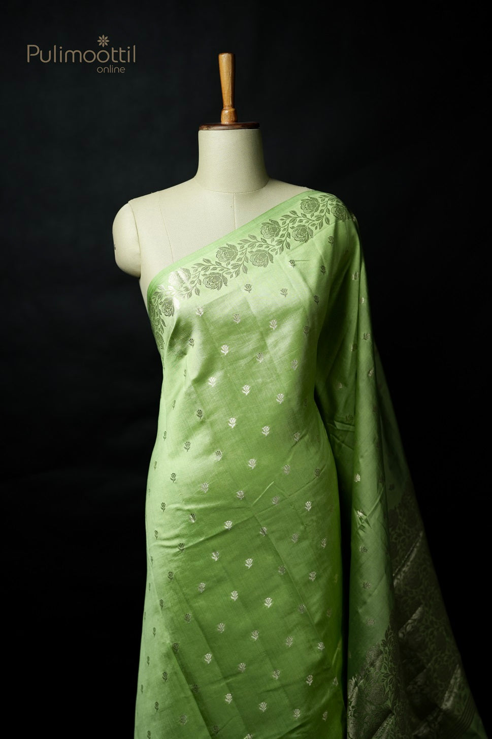 Light Green Colour Chiniya Silk Saree.