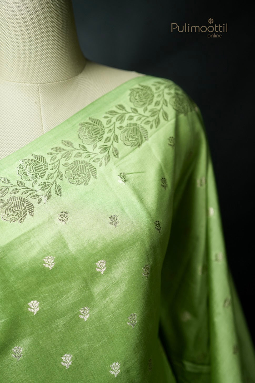 Light Green Colour Chiniya Silk Saree.