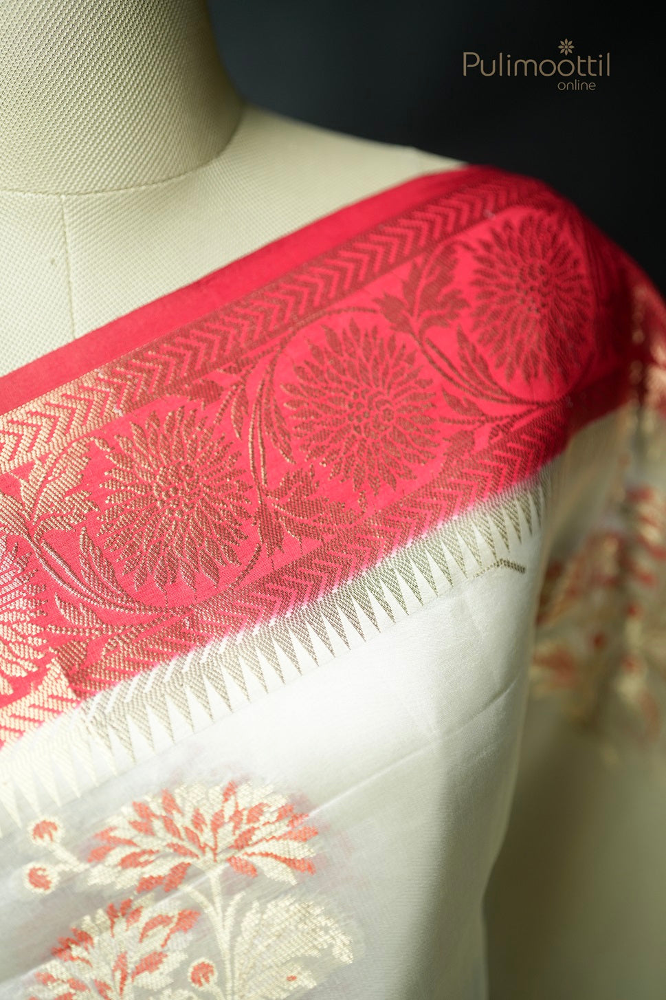 Dupion Silk Cream Colour Fancy Saree