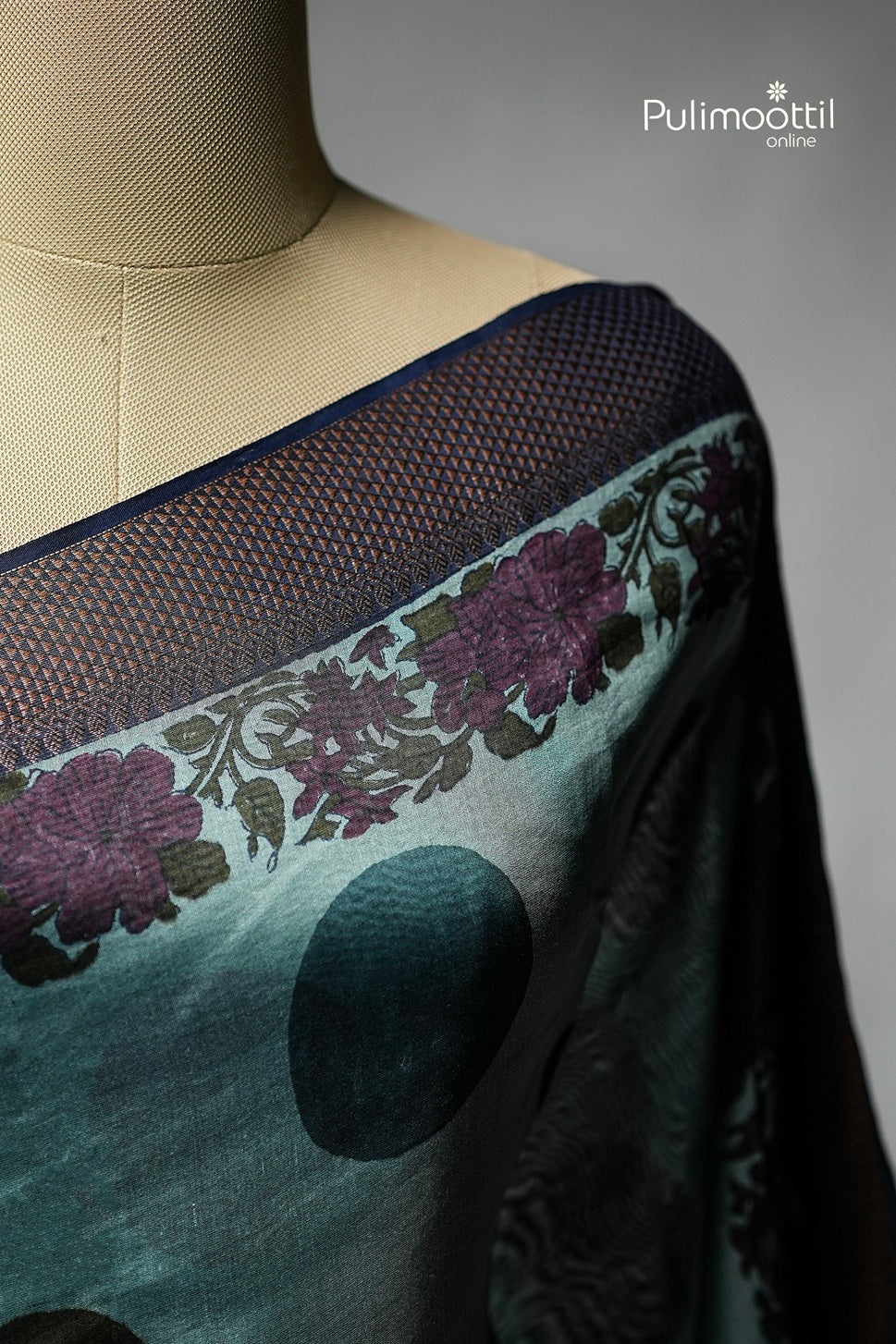 Light Teal Blue Colour Chanderi Saree