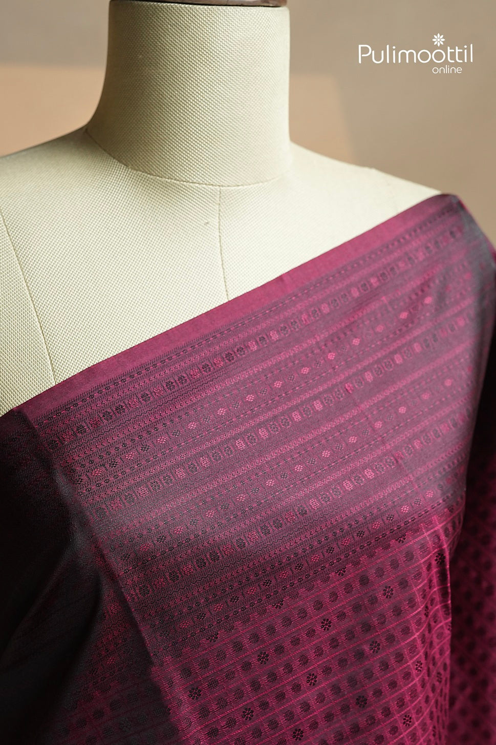 Wine Colour Kanchipuram Self-Design Saree