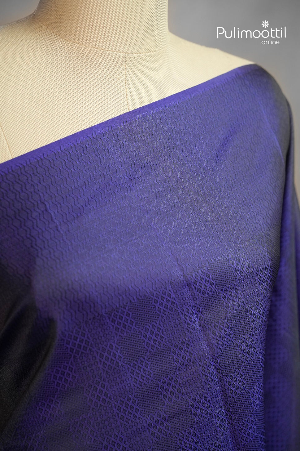 Royal Indigo Colour Kanchipuram Self-Design Saree