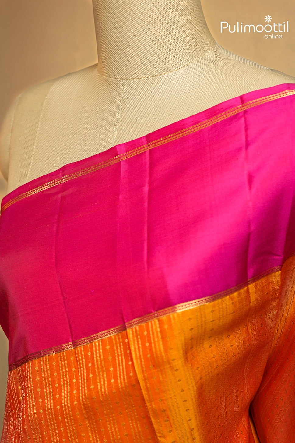 Dark Orange Colour Kanchipuram Soft Silk Saree