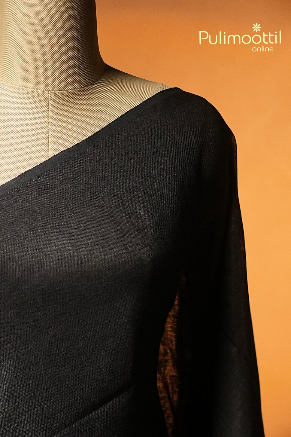 Black Colour Linen Saree