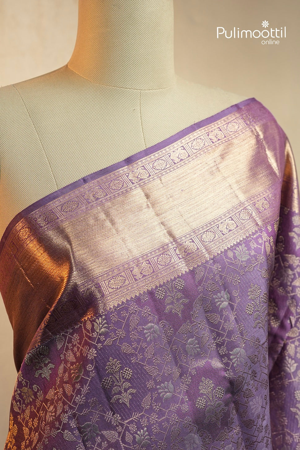 Dark Lavender Kanchipuram Brocade Wedding Saree