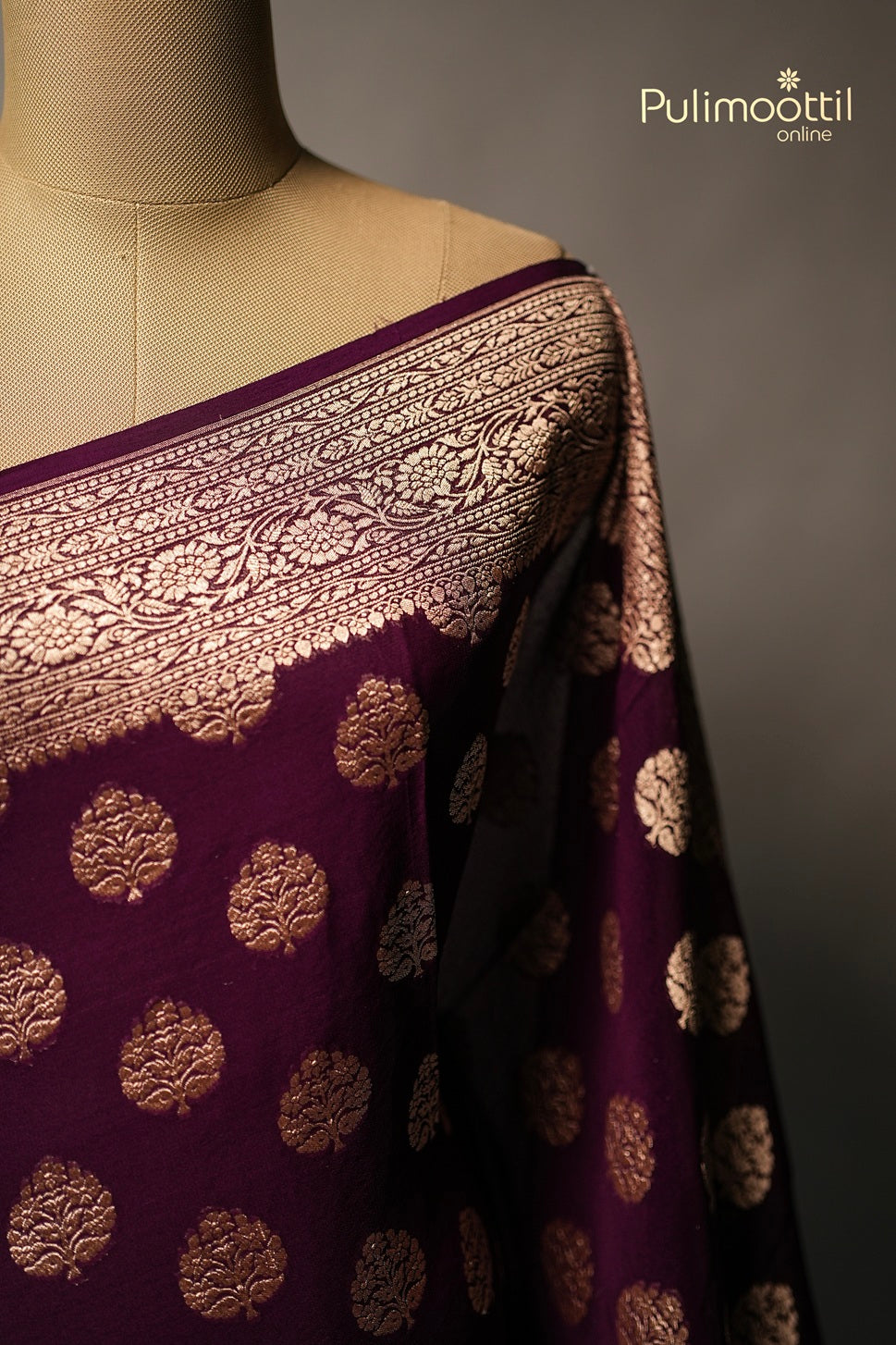 Dark Violet Colour Banarasi Saree