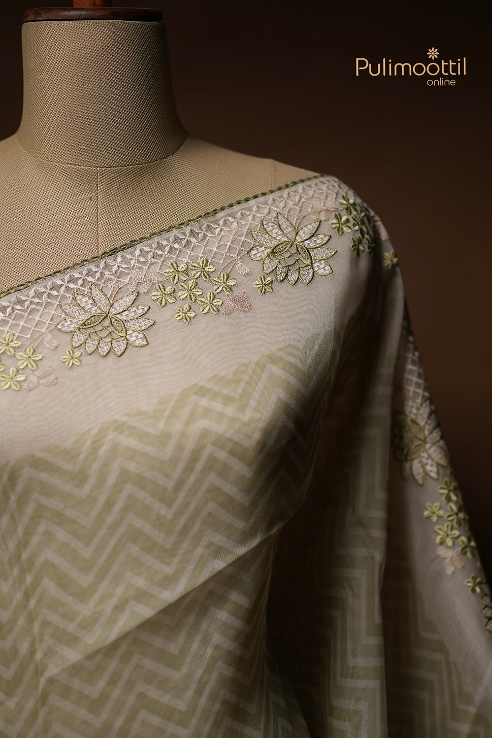 Pastel Light Green Colour Organza Fancy Saree