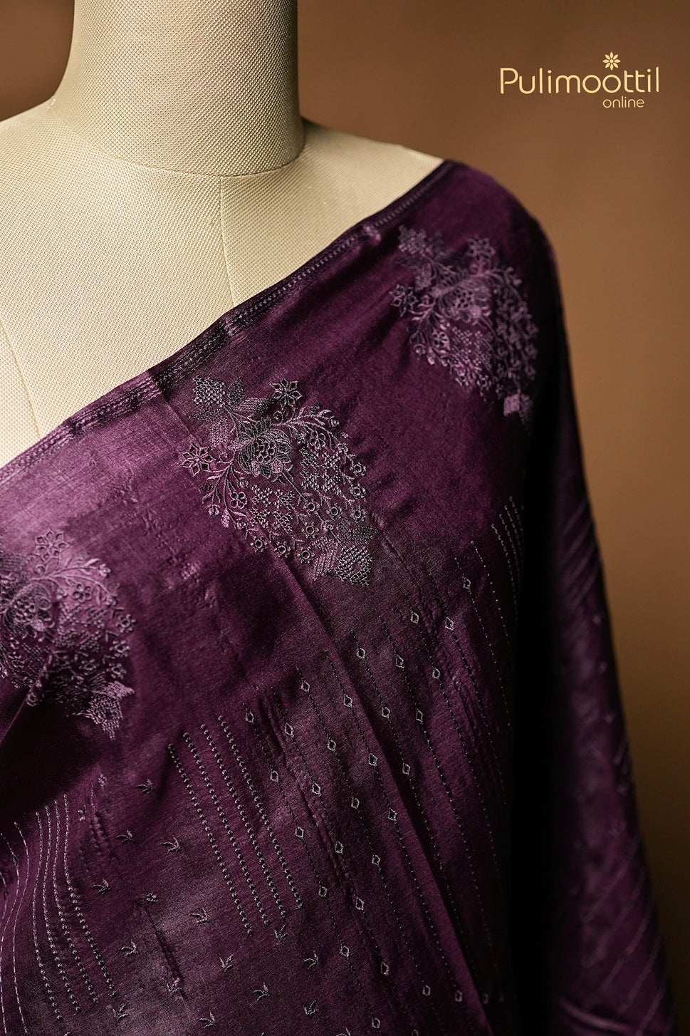 Dark Purple Colour Tussar Silk Saree