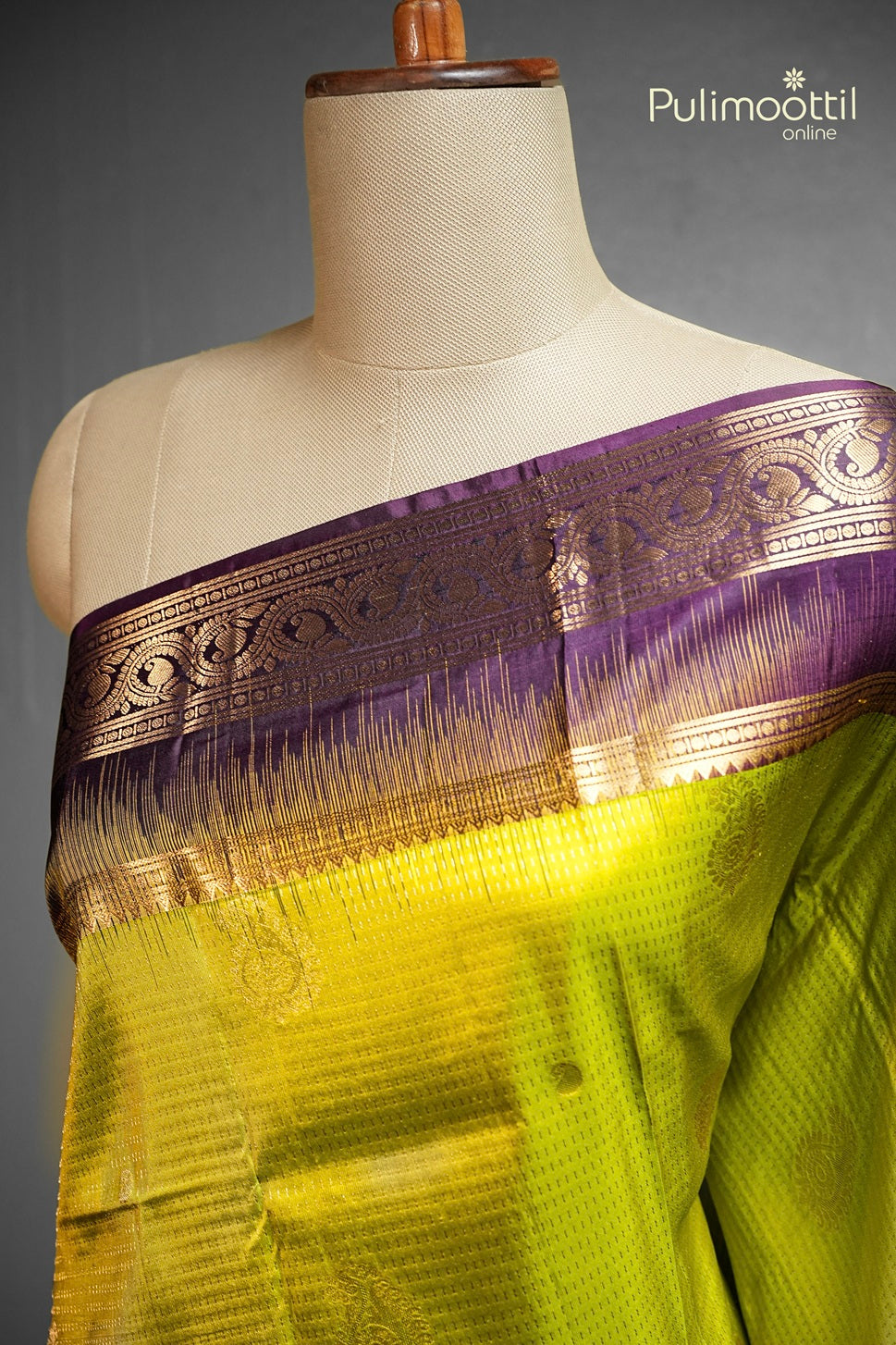 Lemon Green Colour Kanchipuram Designer Saree