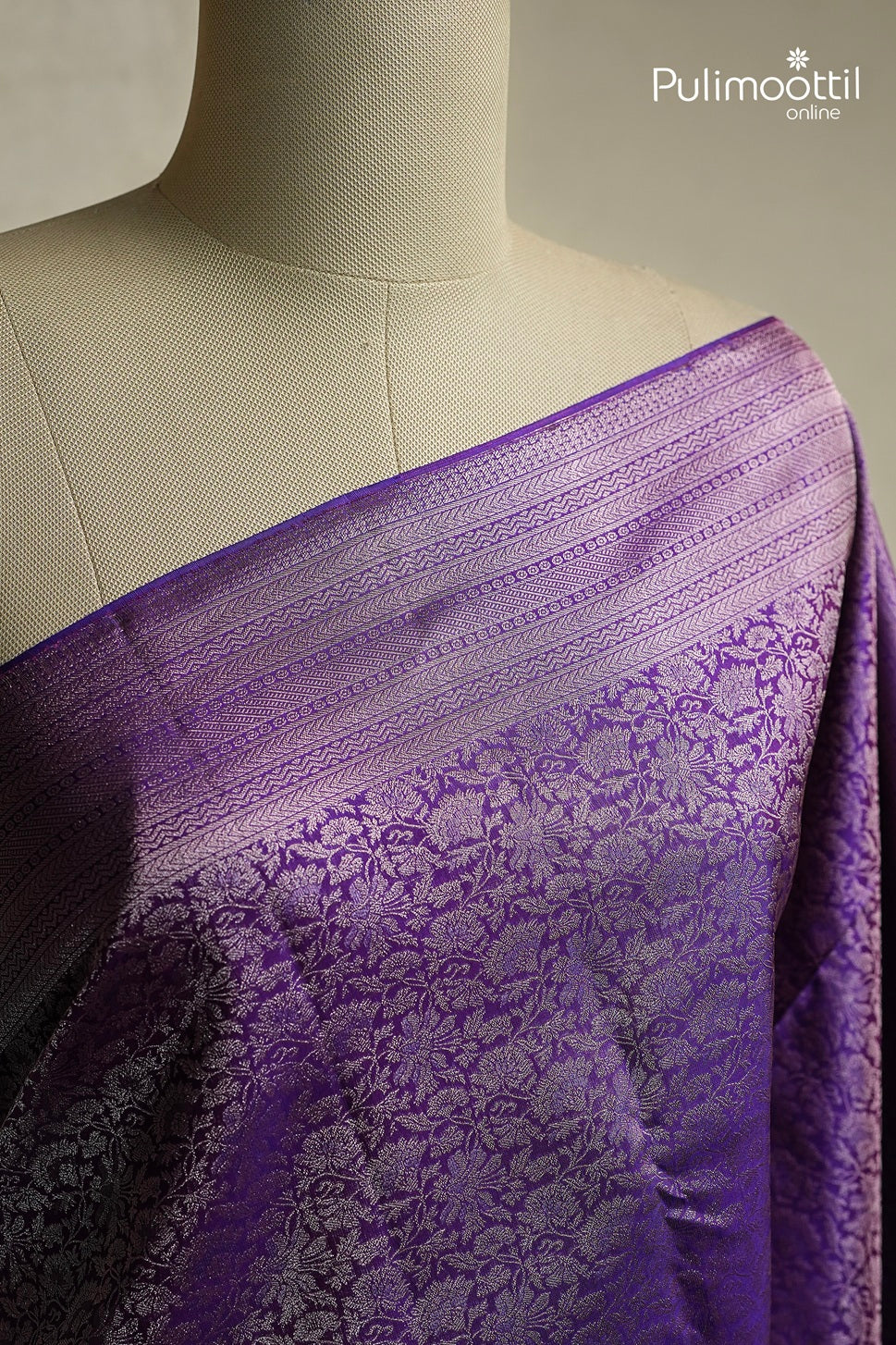 Violet Colour Kanchipuram Brocade Wedding Saree