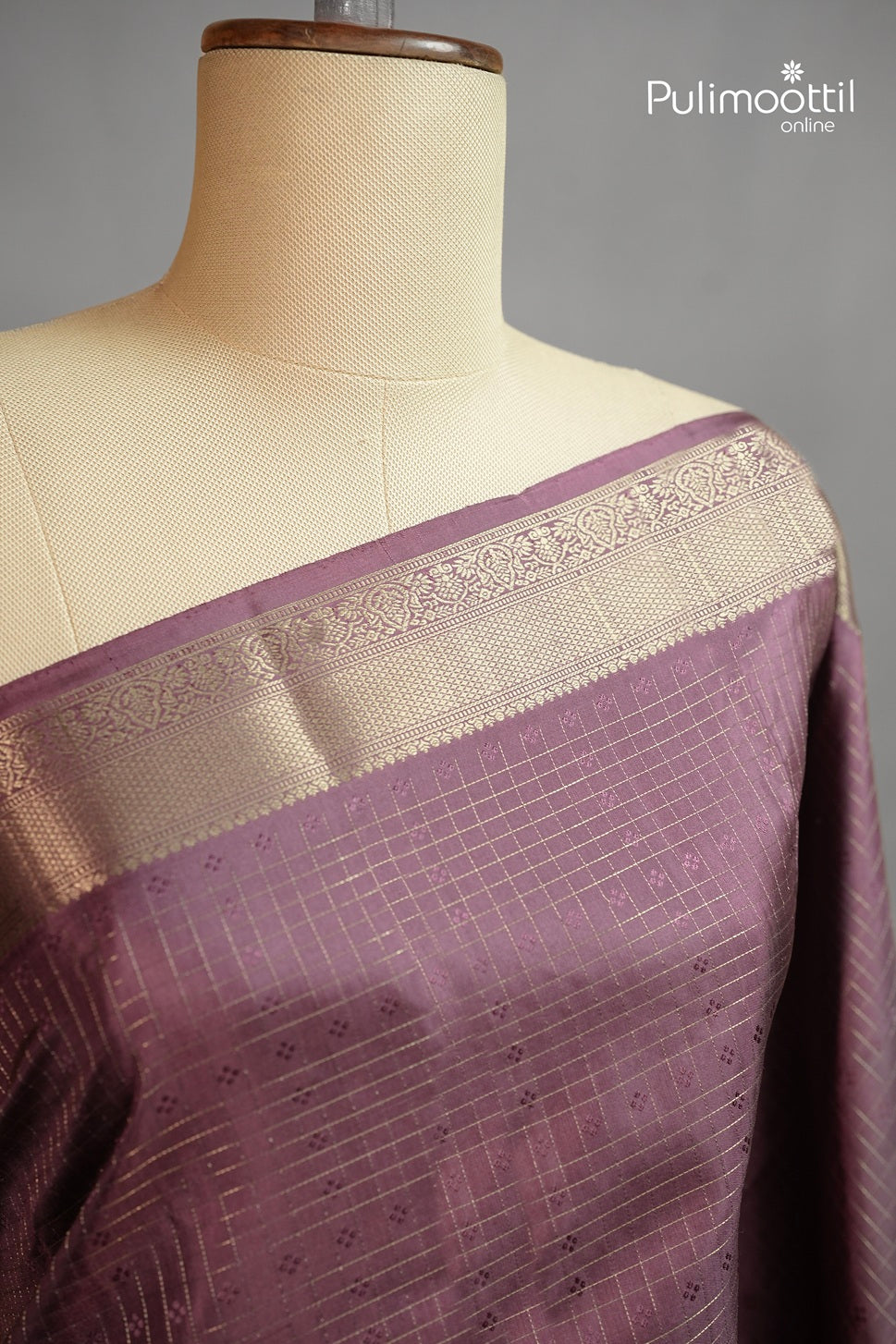 Dark Onion Colour Kanchipuram Designer Saree