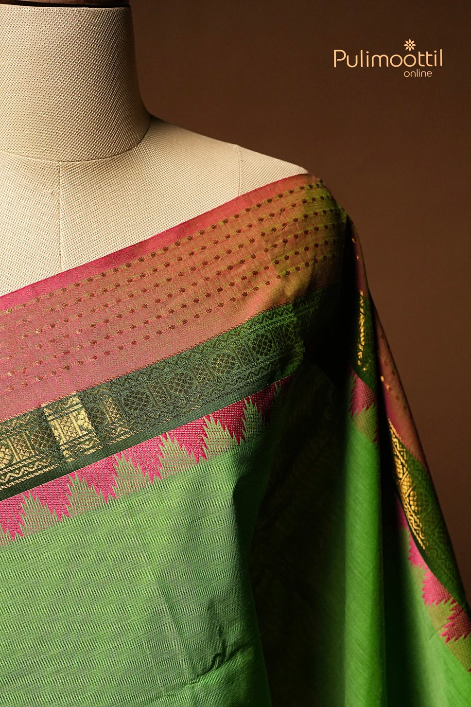 Parrot Green Colour Kalyani Cotton Saree