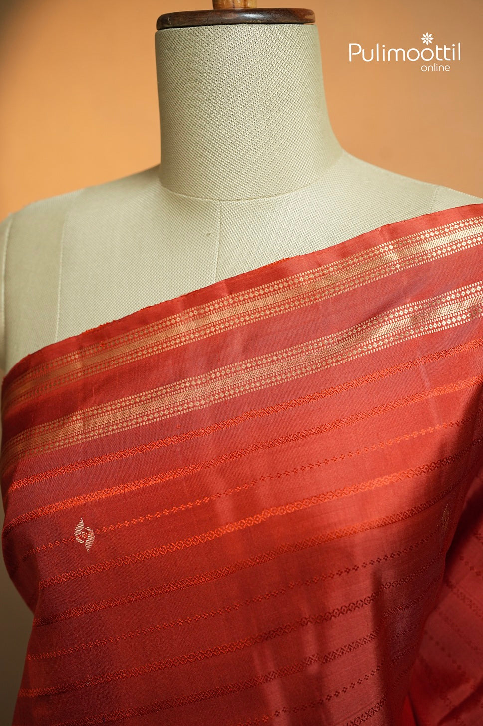 Brick Red Colour Kanchipuram Designer Saree