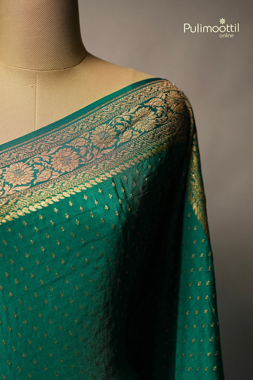 Peacock Green Colour Banarasi Saree
