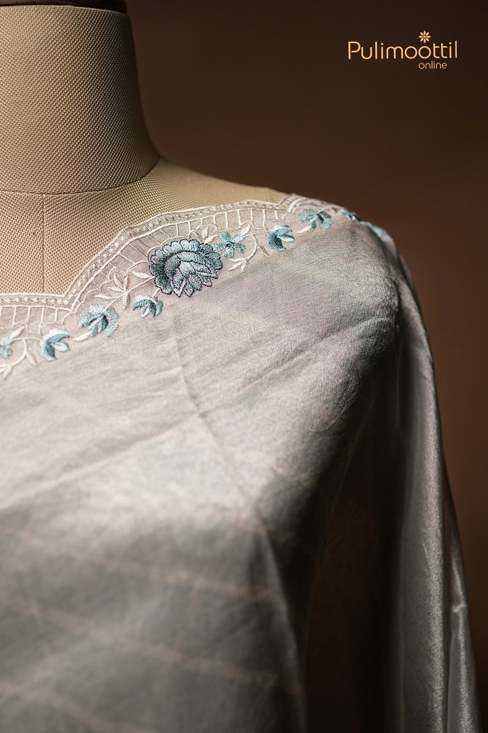 Powder Blue Colour Silver Tissue Organza Fancy Saree
