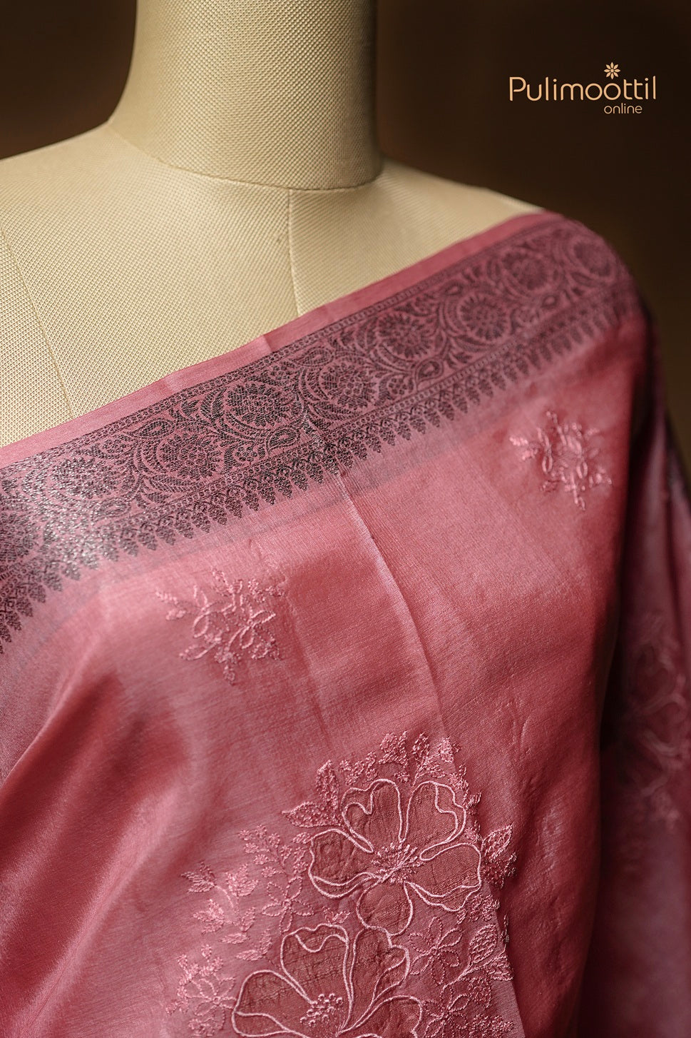 Pink Peach Colour Tussar Silk Saree
