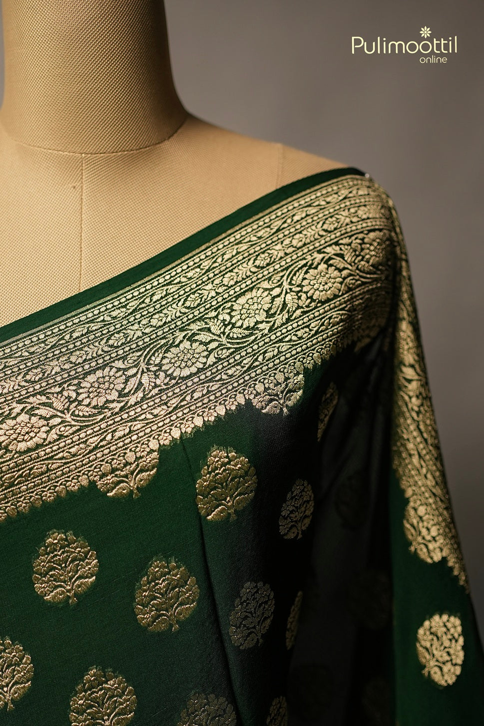 Bottle Green Banarasi Saree