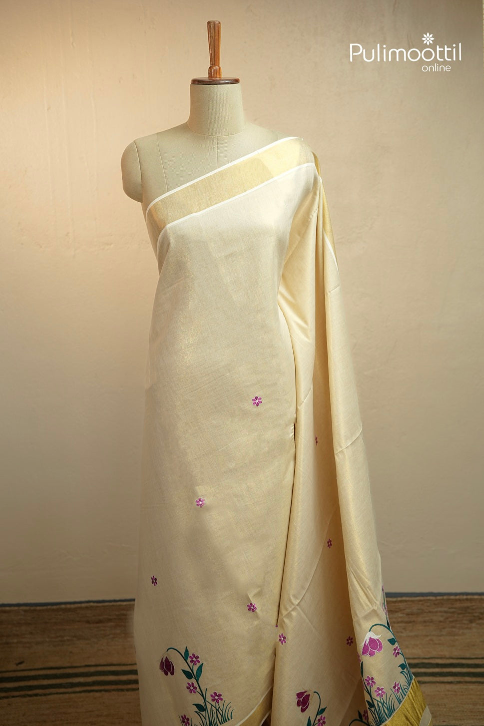 Kerala Traditional Golden Tissue Set Saree