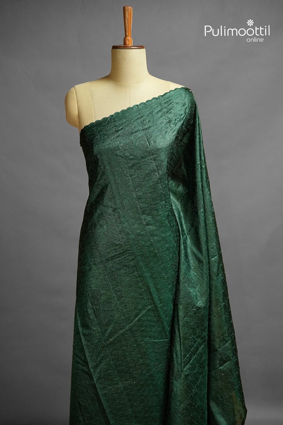 Bottle Green Colour Tussar Silk Saree
