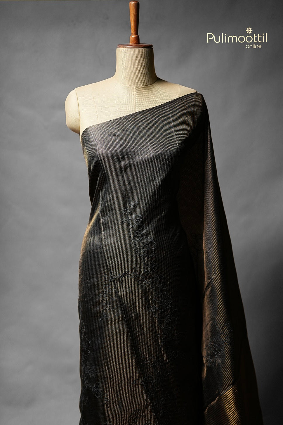 Black Colour Tussar Silk Saree