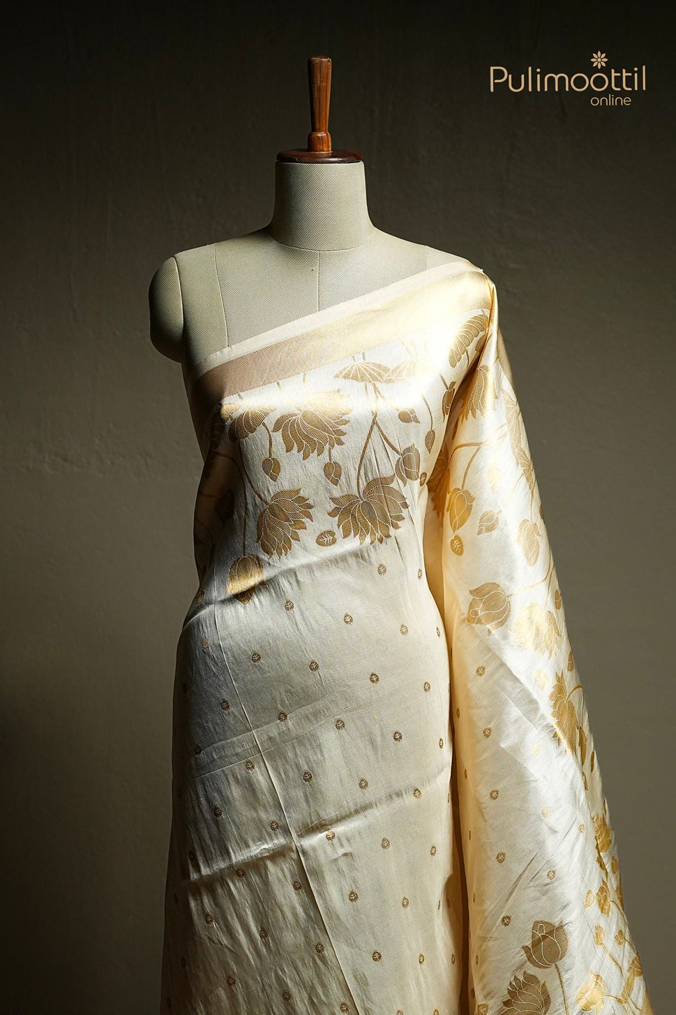Off White Colour Golden Tissue Traditional Saree