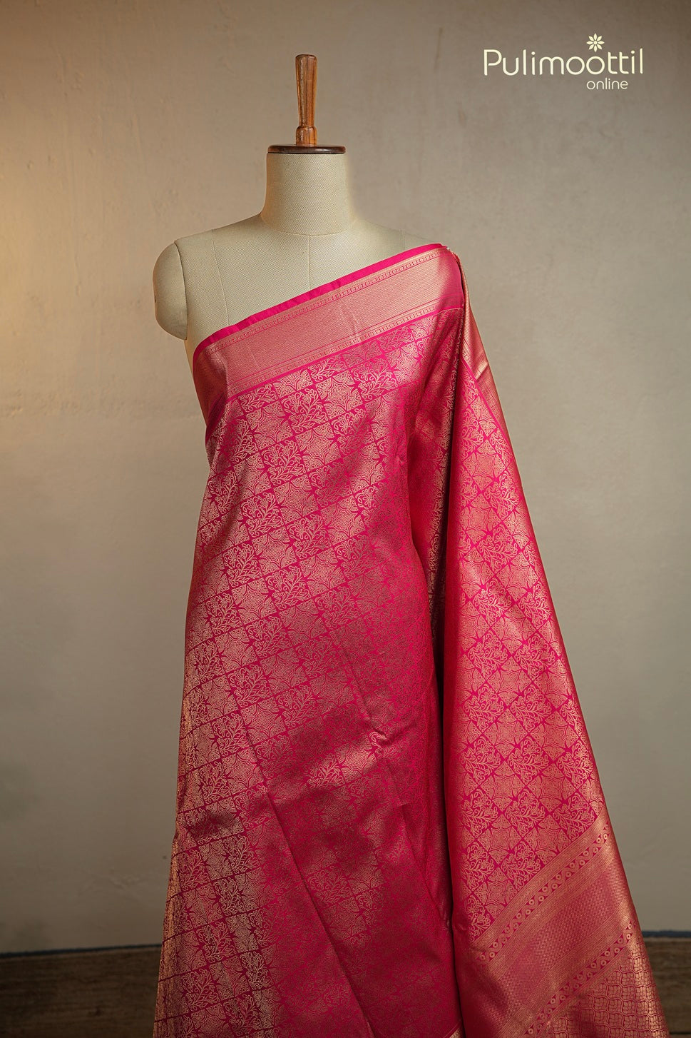 Rani Pink Colour Kanchipuram Brocade Wedding Saree