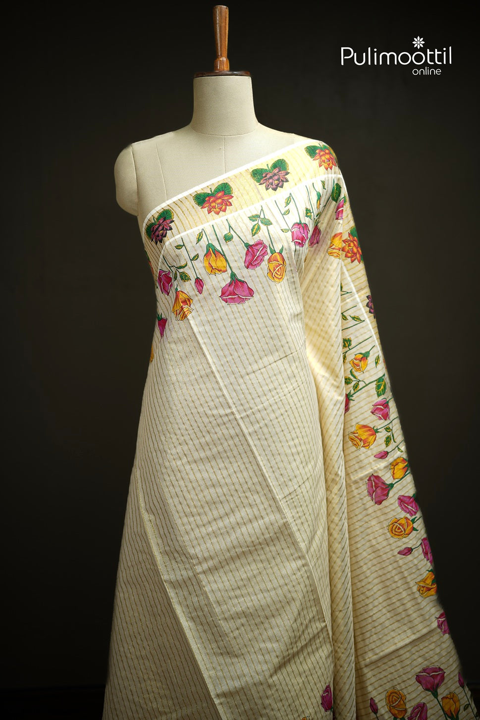 Kerala Traditional Golden Tissue Set Saree