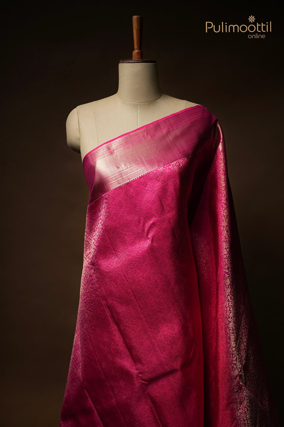 Rani Pink Colour Kanchipuram Brocade Wedding Saree.