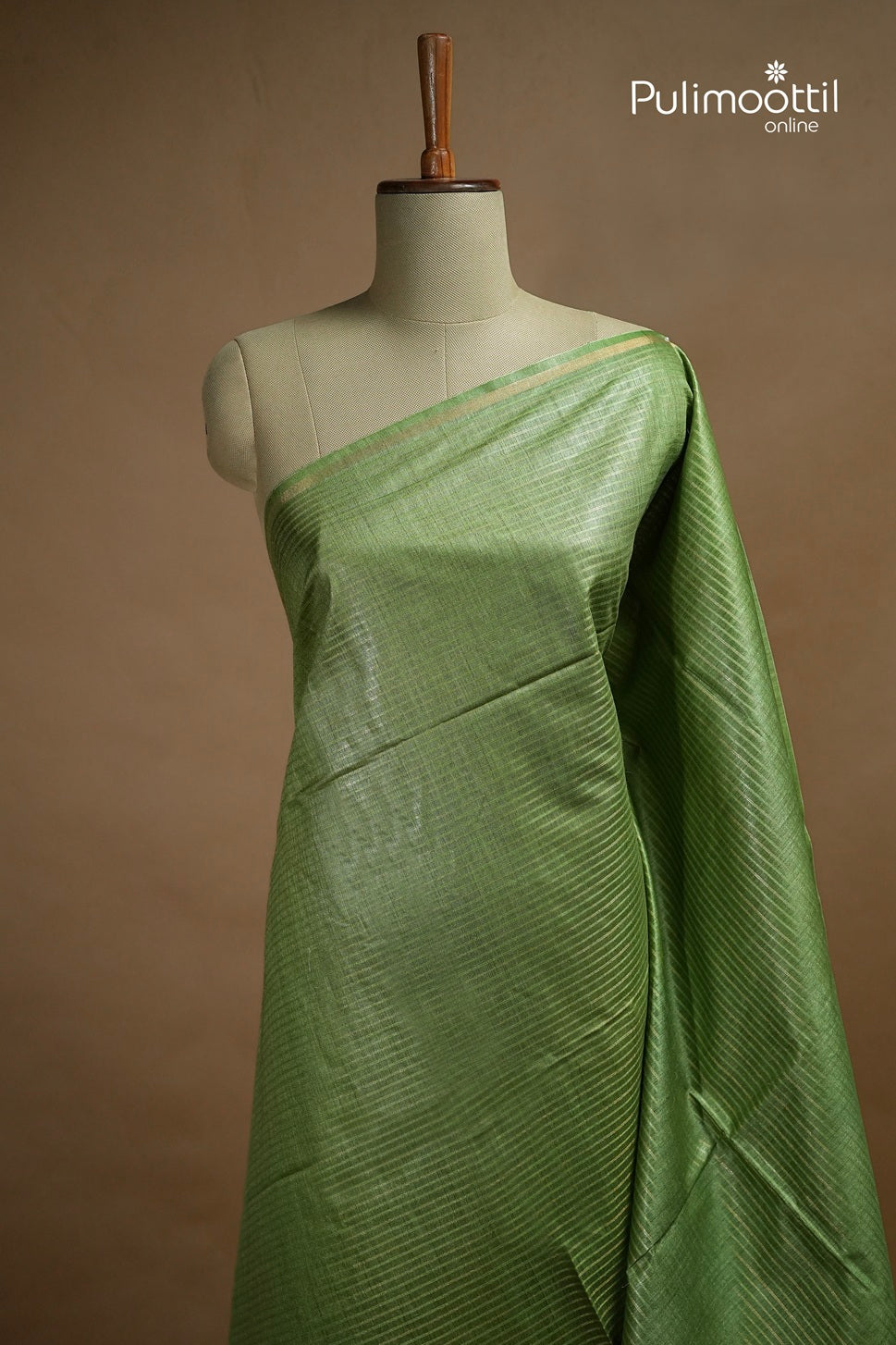 Dark Mint Green Colour Tussar Silk Saree