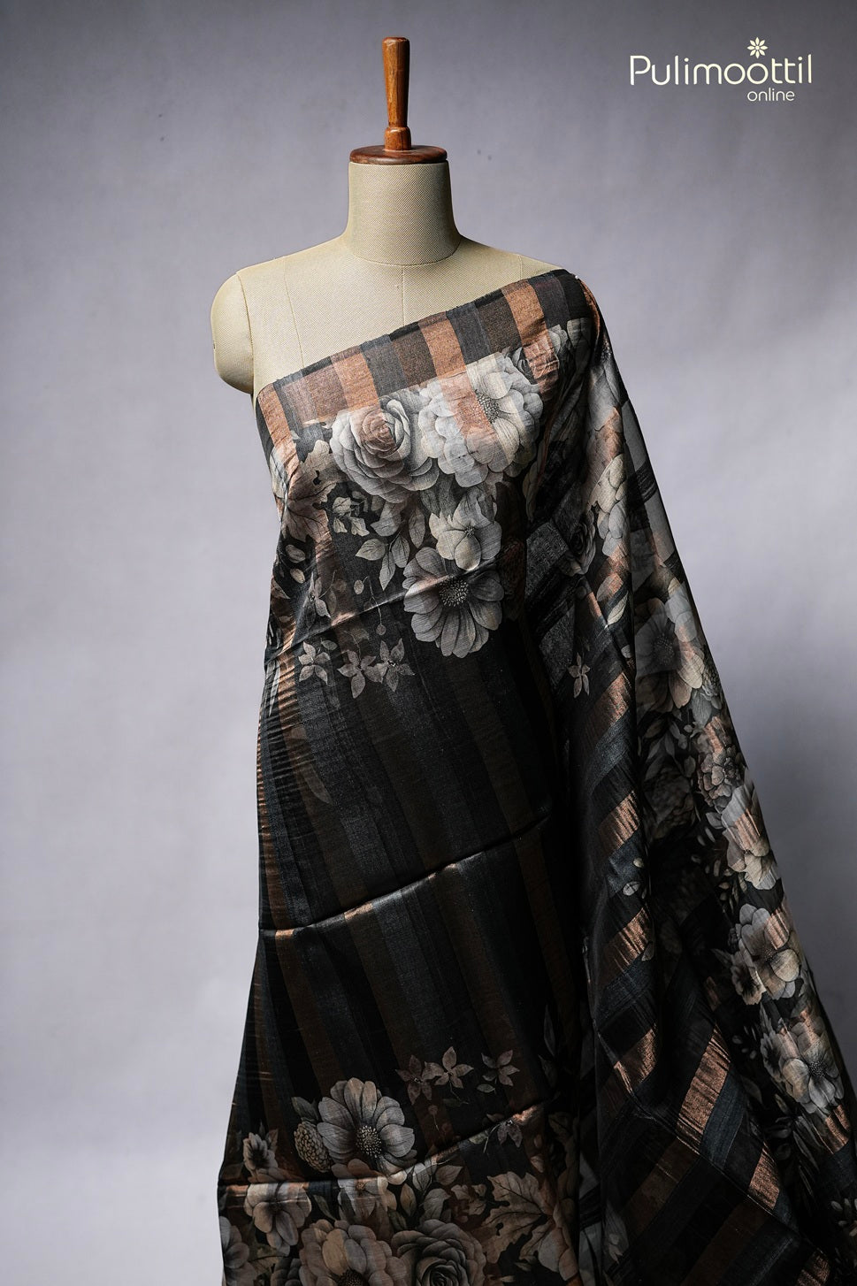 Black Colour Jute Silk Saree
