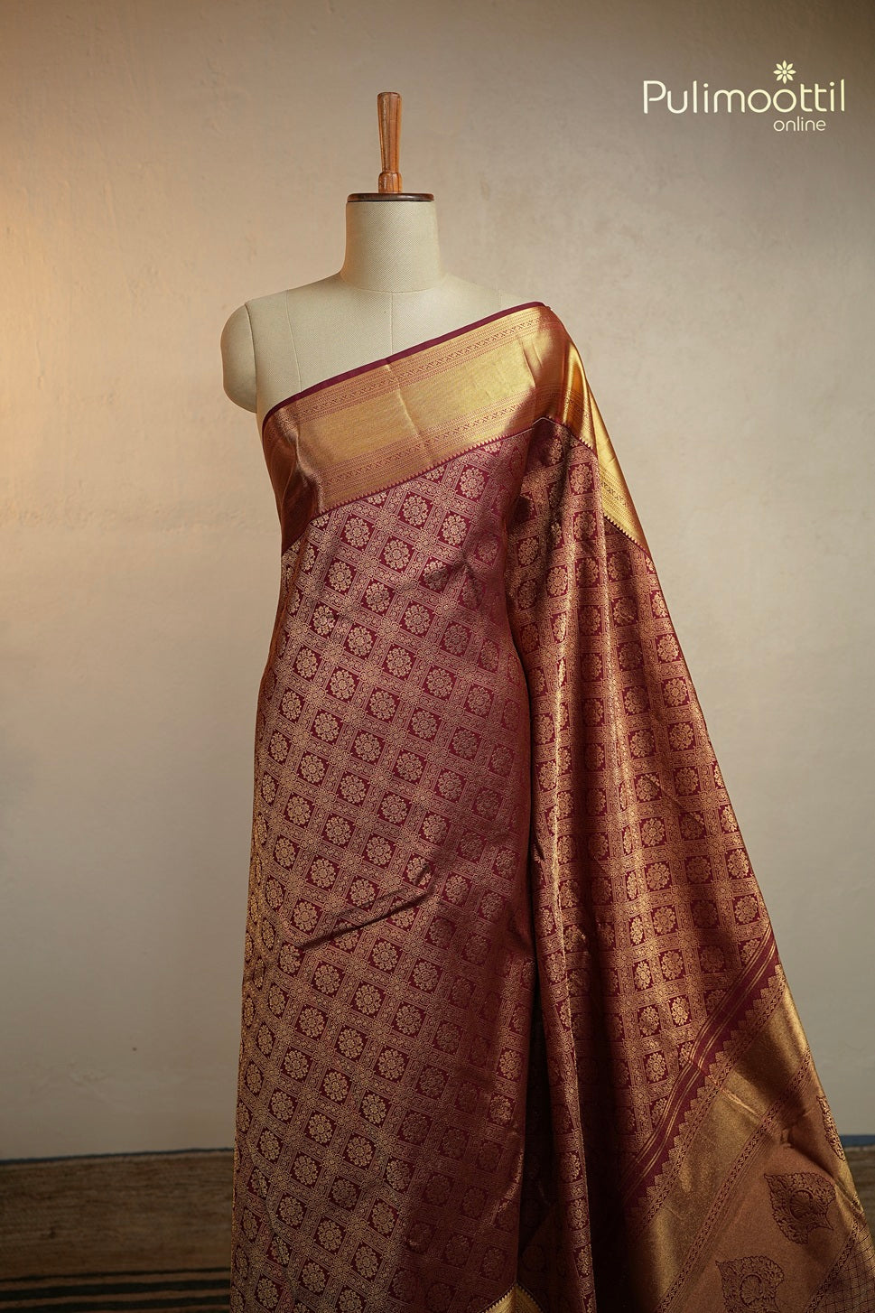 Maroon Colour Kanchipuram Brocade Wedding Saree