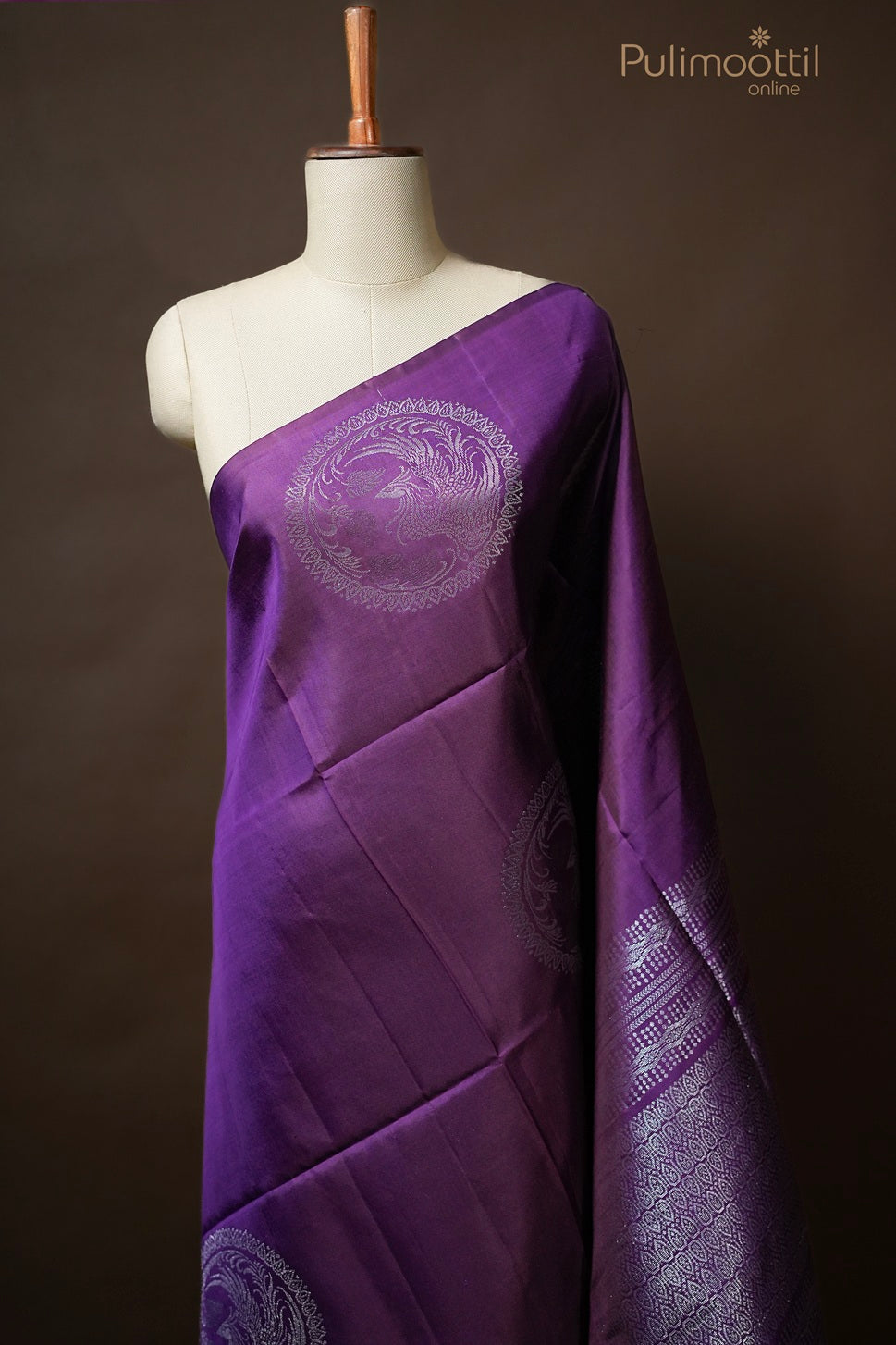 Dark Violet Colour Kanchipuram Soft Silk Saree