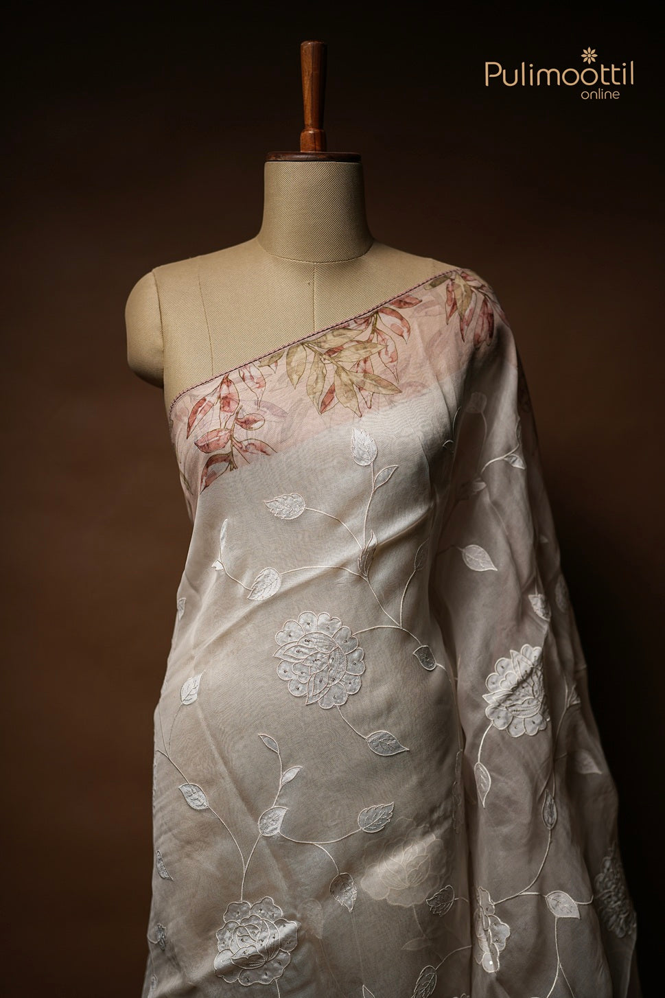 Off White Colour Organza Fancy Saree