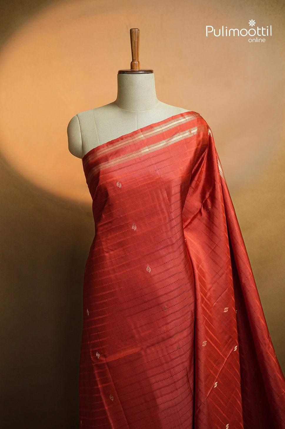 Brick Red Colour Kanchipuram Designer Saree