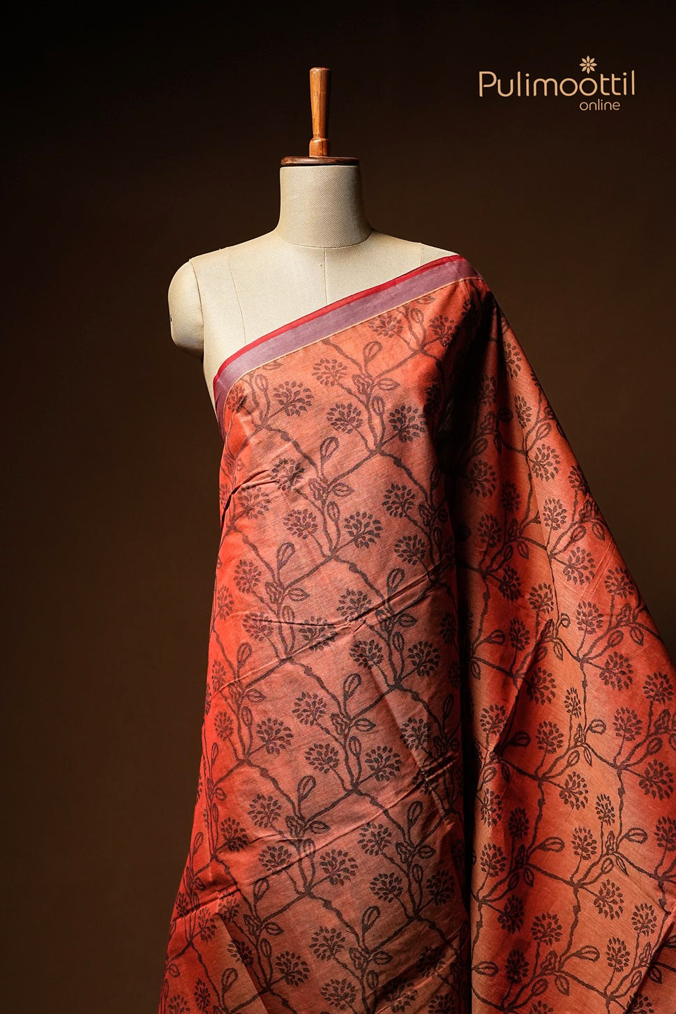 Bird Red Colour Cotton Saree