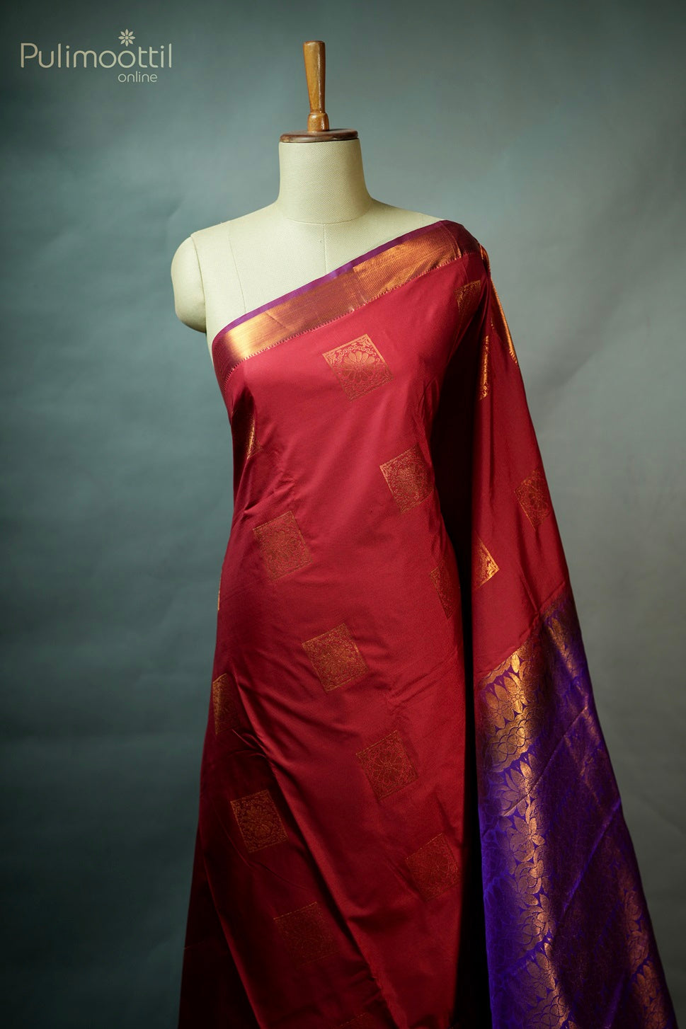 Saffron Red Colour Semi Silk Saree