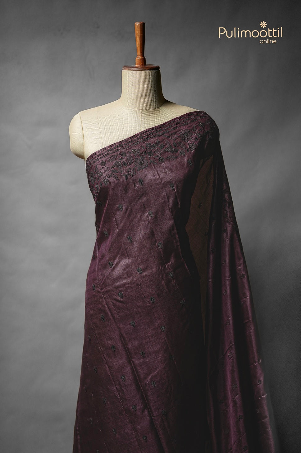 Wine Colour Tussar Silk Saree