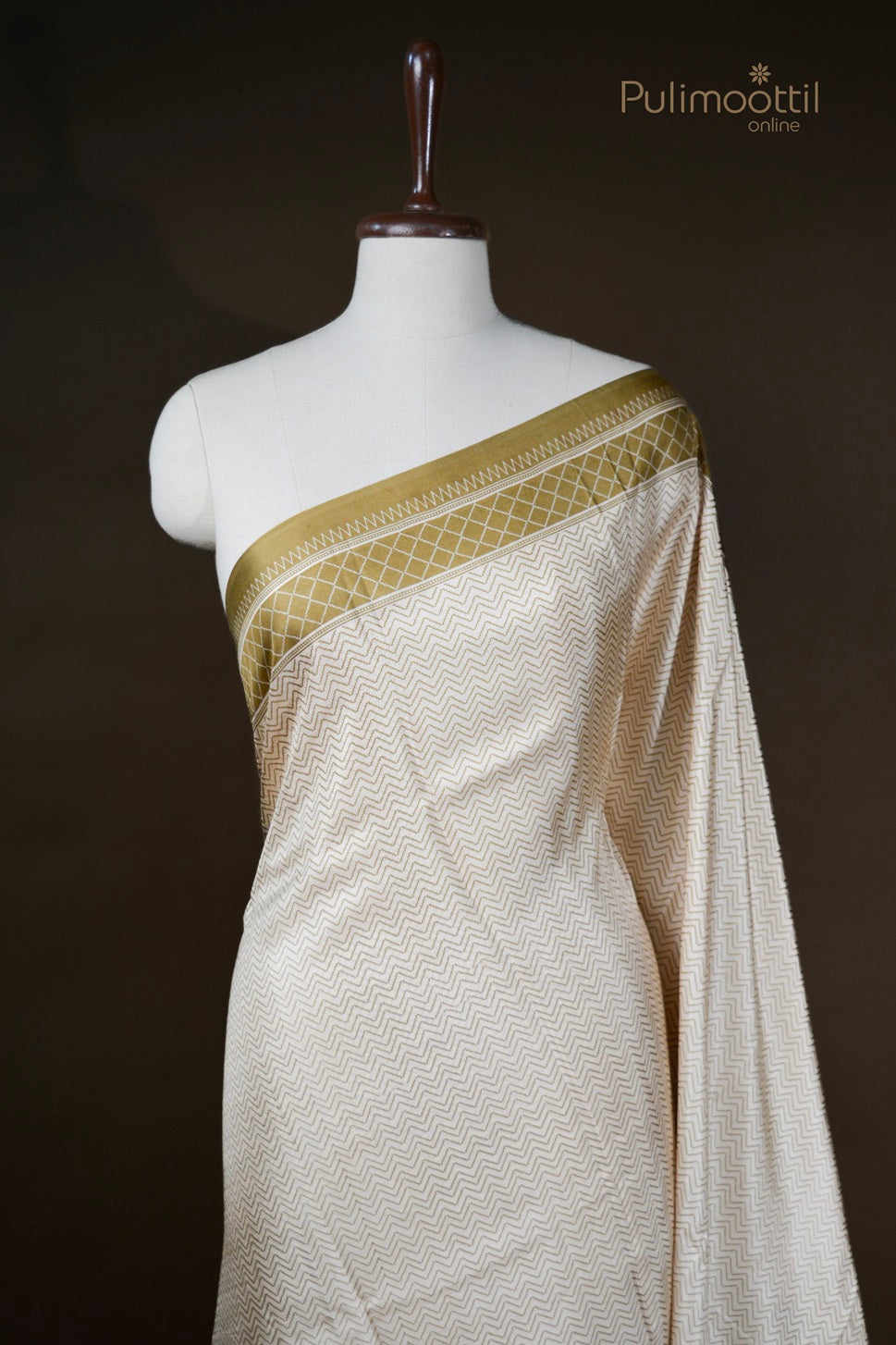 Ivory Colour Pure Silk Saree