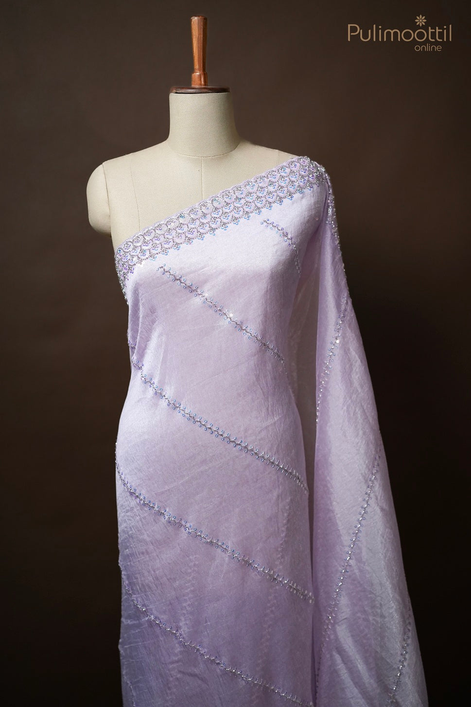 Lavender Colour Organza Fancy Saree