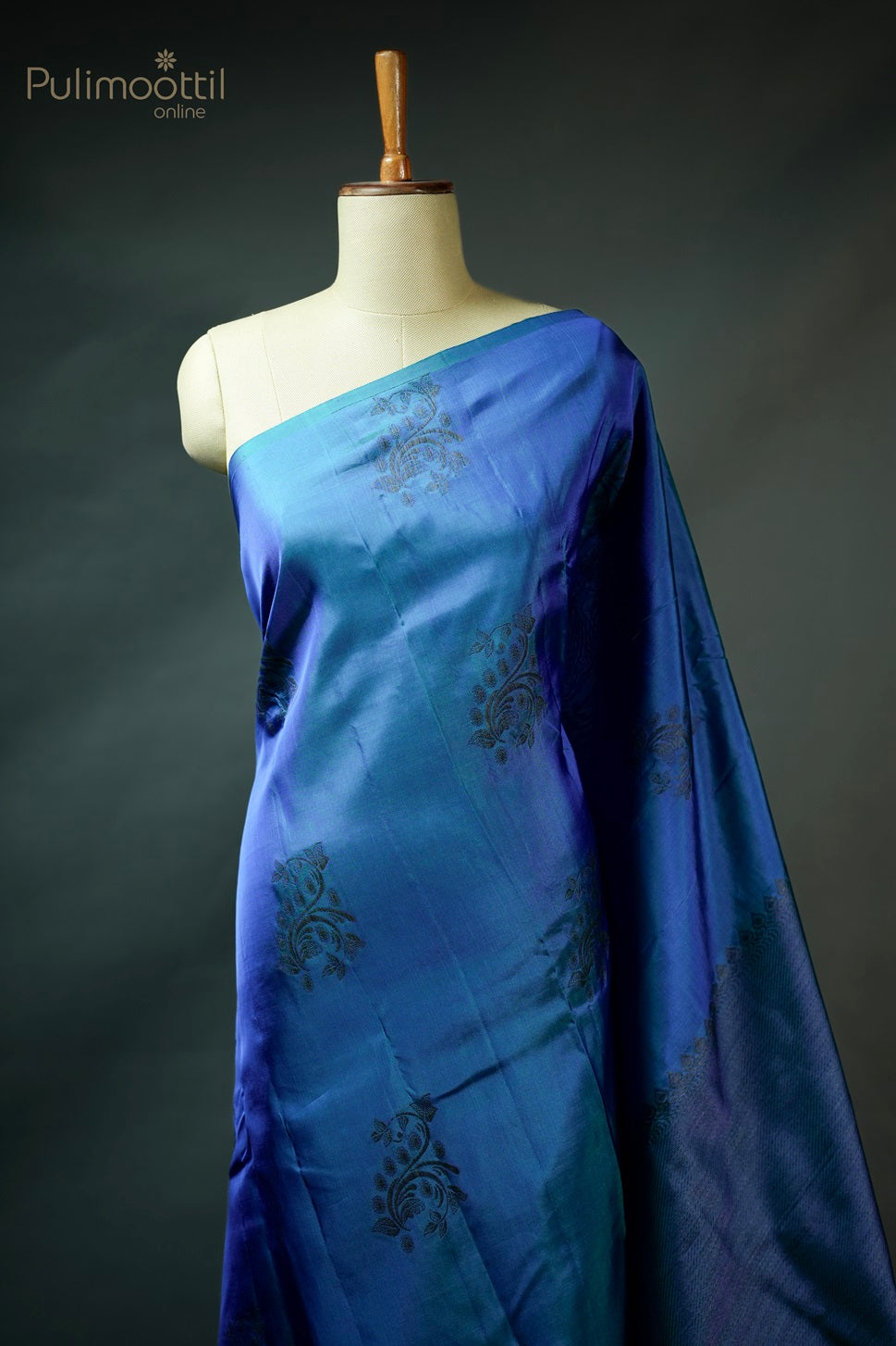 Peacock Blue Colour Semi Kanchipuram Saree