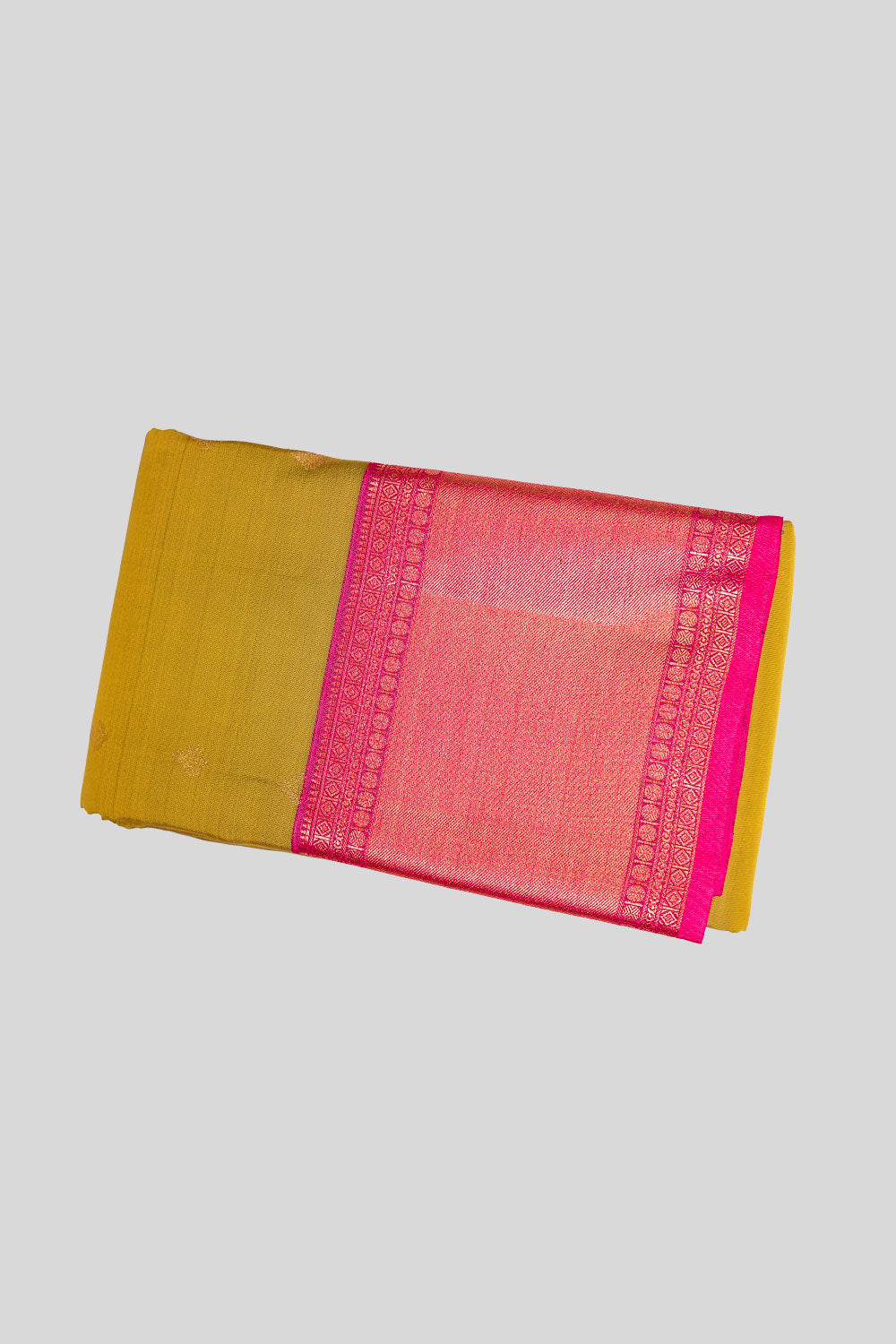 Medallion Yellow Color Kanchipuram silk saree