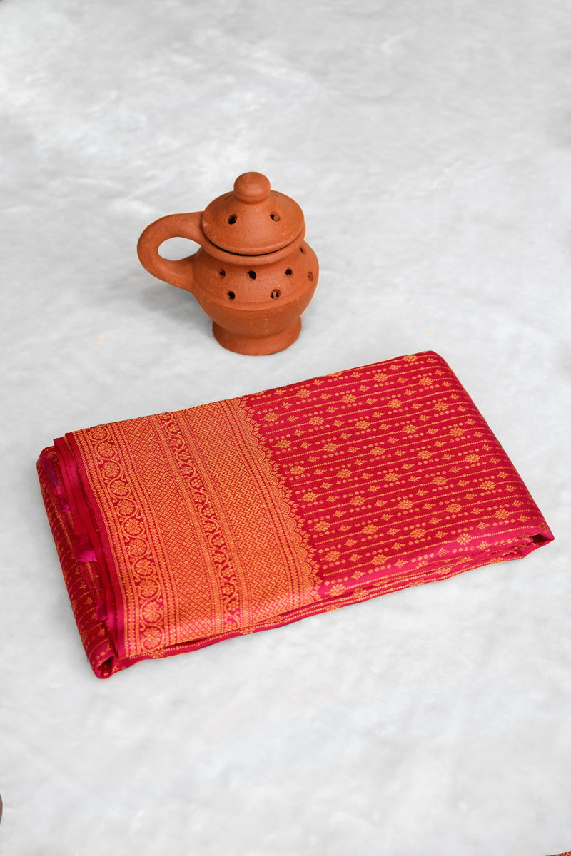 Rani Pink Color Kanchipuram Brocade Saree