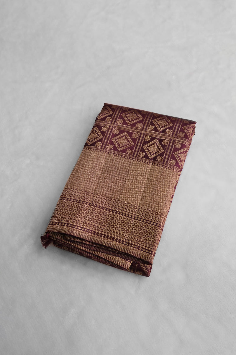 Dark Maroon Color Kanchipuram Saree